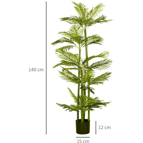 HOMCOM Pianta Artificiale Di Palma Da 140 Cm Con Vaso, Per Interni Ed Esterni, Verde 3 HOMCOM Pianta Artificiale Di Palma Da 140 Cm Con Vaso, Per Interni Ed Esterni, Verde - immagine 3
