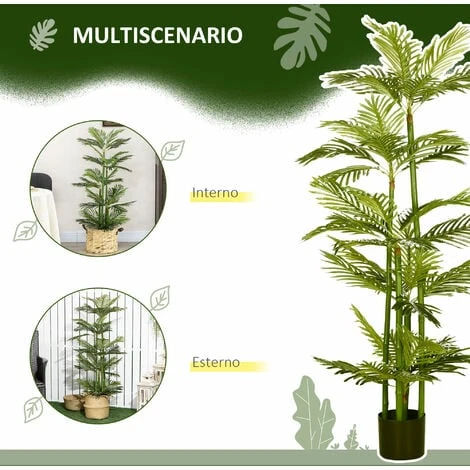 HOMCOM Pianta Artificiale Di Palma Da 140 Cm Con Vaso, Per Interni Ed Esterni, Verde 5 HOMCOM Pianta Artificiale Di Palma Da 140 Cm Con Vaso, Per Interni Ed Esterni, Verde - immagine 5
