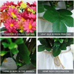 HIASDFLS Piante Finte Da Esterno, Vaso Di Fiori Finto, 1 Pezzo Di Fiori Artificiali Con Vaso, Con Vasi Di Fiori In Plastica, Realistici, Per Soggiorno (10,5 X 17 Cm, Rosa) -Negozio al dettaglio Piante Casa 88132349 3