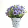 HIASDFLS Fiori Artificiali Con Vaso, Pianta Artificiale Da Interno Con Vaso, 1 Pezzo Di Piante Finte Con Vaso In Metallo, Fiore In Plastica, Con Secchio In Metallo Vintage (viola)