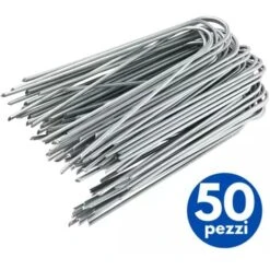 Picchetti Telo Pacciamatura Aa U Acciaio Picchetto Aancoraggio Per Ggiardino Orto - 50 Pezzi