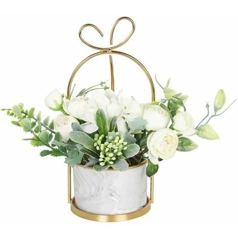 Fiori Di Seta Artificiale Con Vaso - Bouquet Di Ortensie E Crisantemi Per Decorazioni Per La Casa, Matrimoni, Centrotavola, Soggiorno O Ufficio 1 Fiori Di Seta Artificiale Con Vaso - Bouquet Di Ortensie E Crisantemi Per Decorazioni Per La Casa, Matrimoni, Centrotavola, Soggiorno O Ufficio