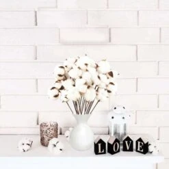 Confezione Da 40 Fiori Di Cotone Naturale Fiori Secchi Stelo Di Cotone Fiore Naturale Rami Di Cotone Finto Piante Finte Decorazione Domestica -Negozio al dettaglio Piante Casa 93244914 4
