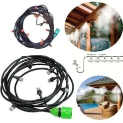 Trade Shop - Kit Nebulizzatore Ad Acqua Nebulizzazione Gazebo Ombrellone Giardino 10 Metri