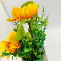 GTA 2 Pezzi Girasoli Artificiali In Vaso, Fiori Finti In Vaso Centrotavola Di Fiori Artificiali Pianta Artificiale Per La Decorazione Della Festa Nuziale -Negozio al dettaglio Piante Casa 95748737 3