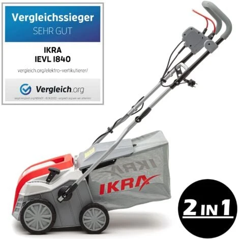 IKRA 80201020 Scarificatore Arieggiatore Elettrico IEVL 1840, Cesto Di Raccolta 55l, Larghezza 40cm, Profondità Di Lavoro Regolabile, 1800 W, 230 V, Griggio/Rosso 2 IKRA 80201020 Scarificatore Arieggiatore Elettrico IEVL 1840, Cesto Di Raccolta 55l, Larghezza 40cm, Profondità Di Lavoro Regolabile, 1800 W, 230 V, Griggio/Rosso - immagine 2