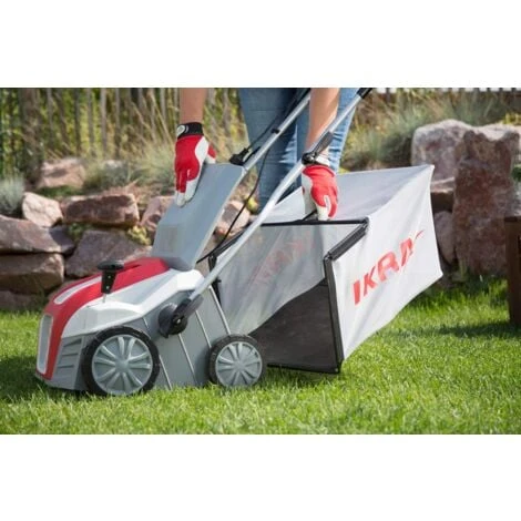 IKRA 80201020 Scarificatore Arieggiatore Elettrico IEVL 1840, Cesto Di Raccolta 55l, Larghezza 40cm, Profondità Di Lavoro Regolabile, 1800 W, 230 V, Griggio/Rosso 4 IKRA 80201020 Scarificatore Arieggiatore Elettrico IEVL 1840, Cesto Di Raccolta 55l, Larghezza 40cm, Profondità Di Lavoro Regolabile, 1800 W, 230 V, Griggio/Rosso - immagine 4