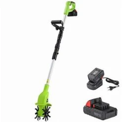 BAKAJI Motozappa Per Orto Elettrozappa Batteria Litio 20V 4000 MAh Zappatrice Zappa A Motore Elettrica 2 Lame Da 15cm Larghezza Lavoro 10cm Velocità 250RPM Manico Ergonomico Coltivazione Giardino