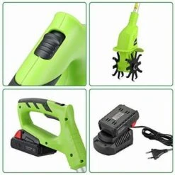 BAKAJI Motozappa Per Orto Elettrozappa Batteria Litio 20V 4000 MAh Zappatrice Zappa A Motore Elettrica 2 Lame Da 15cm Larghezza Lavoro 10cm Velocità 250RPM Manico Ergonomico Coltivazione Giardino -Negozio al dettaglio Piante Casa 95808328 3