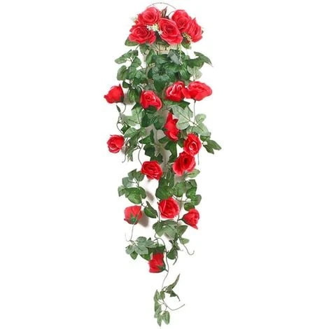 1 Pz 90 Cm Ghirlanda Di Rose Artificiali Rosse Fiori Finti Ghirlanda Di Edera Piante Appese Decorazione Di Nozze 2 1 Pz 90 Cm Ghirlanda Di Rose Artificiali Rosse Fiori Finti Ghirlanda Di Edera Piante Appese Decorazione Di Nozze - immagine 2