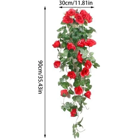 1 Pz 90 Cm Ghirlanda Di Rose Artificiali Rosse Fiori Finti Ghirlanda Di Edera Piante Appese Decorazione Di Nozze 4 1 Pz 90 Cm Ghirlanda Di Rose Artificiali Rosse Fiori Finti Ghirlanda Di Edera Piante Appese Decorazione Di Nozze - immagine 4