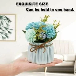 Fiori Di Ortensia Artificiale In Vaso Con Vaso In Ceramica, Varietà Di Palline Di Fiori In Seta Finta Bonsai Per Decorazioni Interne Per Camera Da Letto, Matrimoni, Scrivania, Decorazioni Per Davanzal -Negozio al dettaglio Piante Casa 96193686 4