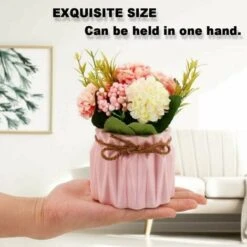 Fiori Di Ortensia Artificiale In Vaso Con Vaso In Ceramica, Varietà Di Palline Di Fiori In Seta Finta Bonsai Per Decorazioni Interne Per Camera Da Letto, Matrimoni, Scrivania, Decorazioni Per Davanzal -Negozio al dettaglio Piante Casa 96205919 4