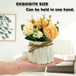 Fiori Di Ortensia Artificiale In Vaso Con Vaso In Ceramica, Varietà Di Palline Di Fiori In Seta Finta Bonsai Per Arredamento Camera Da Letto Interni, Matrimoni, Scrivania, Decorazioni Per Davanzali (V -Negozio al dettaglio Piante Casa 96216624 4