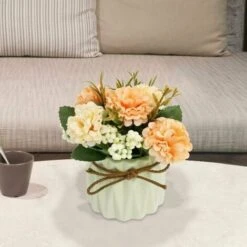 Fiori Di Ortensia Artificiale In Vaso Con Vaso In Ceramica, Varietà Di Palline Di Fiori In Seta Finta Bonsai Per Arredamento Camera Da Letto Interni, Matrimoni, Scrivania, Decorazioni Per Davanzali (V -Negozio al dettaglio Piante Casa 96216624 5