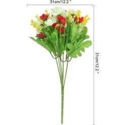 LITZEE Fiori Artificiali 4 Mazzo Di Bouquet Di Fiori Artificiali 28 Teste, Simpatico Fiore Margherita Finto Per Uso Esterno Matrimonio Casa Giardino Decor (Rosso) -Negozio al dettaglio Piante Casa 96298245 5