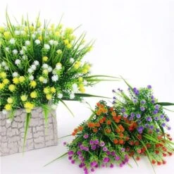 Pezzo Gypsophila Artificiale Fiore Colore Giallo -Negozio al dettaglio Piante Casa 97236878 5