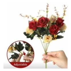 Fiori Di Seta Fiori Finti Rosa Di Seta Bouquet Di Fiori Artificiali Decorativi Per Centrotavola Per Matrimonio All'aperto Al Coperto (Rosso) -Negozio al dettaglio Piante Casa 97887205 4
