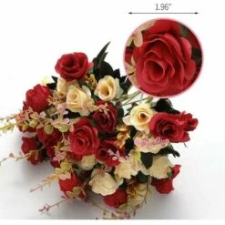 Fiori Di Seta Fiori Finti Rosa Di Seta Bouquet Di Fiori Artificiali Decorativi Per Centrotavola Per Matrimonio All'aperto Al Coperto (Rosso) -Negozio al dettaglio Piante Casa 97887205 5