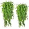 Piante Artificiali, 2 Pezzi Felce Di Boston Decidua Interni Esterni Decorazione Di Nozze Parete Simulazione Erba Persiana Vite Appesa Felce Artificiale Vite Pianta Verde Appesa