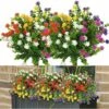 Fiori Finti Per Decorazione, 10 Pezzi 5 Colori Fiori Artificiali Resistenti Ai Raggi UV Per Esterni Versailles, Bouquet Di Plastica Finta Verde Arbusti Piante Per La Decorazione Domestica Giardino Di