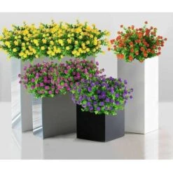 Fiori Finti Per Decorazione, 10 Pezzi 5 Colori Fiori Artificiali Resistenti Ai Raggi UV Per Esterni Versailles, Bouquet Di Plastica Finta Verde Arbusti Piante Per La Decorazione Domestica Giardino Di -Negozio al dettaglio Piante Casa 98708745 5